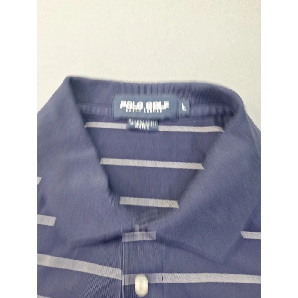Polo Golf Ralph Lauren Polo‎ Shirt Kansas Jayhawks Mens Large Dark Blue Striped